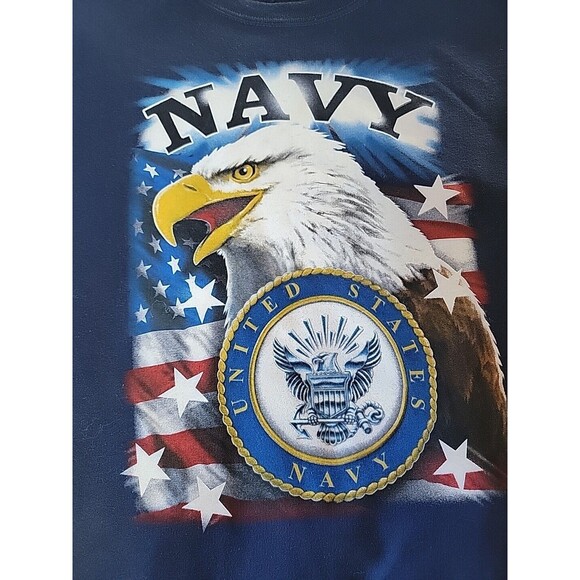 Grunt Apparel Sweatshirt Mens L Navy Blue Eagle Banner Seal Patriotic VTG Y2K - Picture 5 of 13